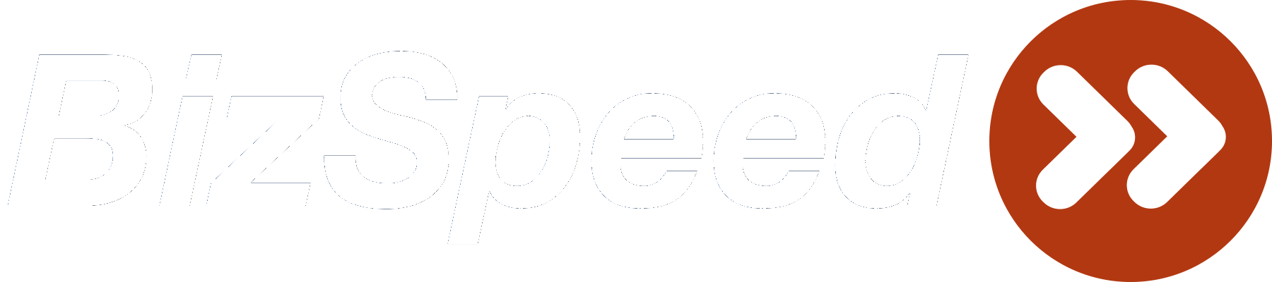 bizspeed logo, white and red on transparent